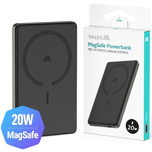 디엠케이코리아 밸류엠 20W 메탈 맥세이프 보조 배터리 VM-DAPD20WM05 5000mAh