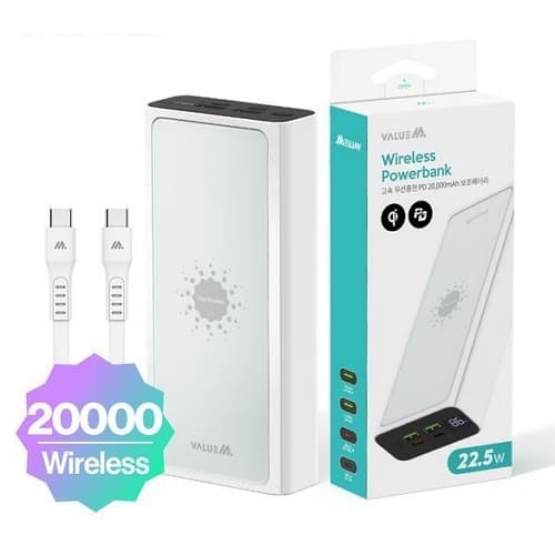 디엠케이코리아 밸류엠 PD 22.5W 유무선 보조 배터리 VM-PA20APQ15W 20000mAh